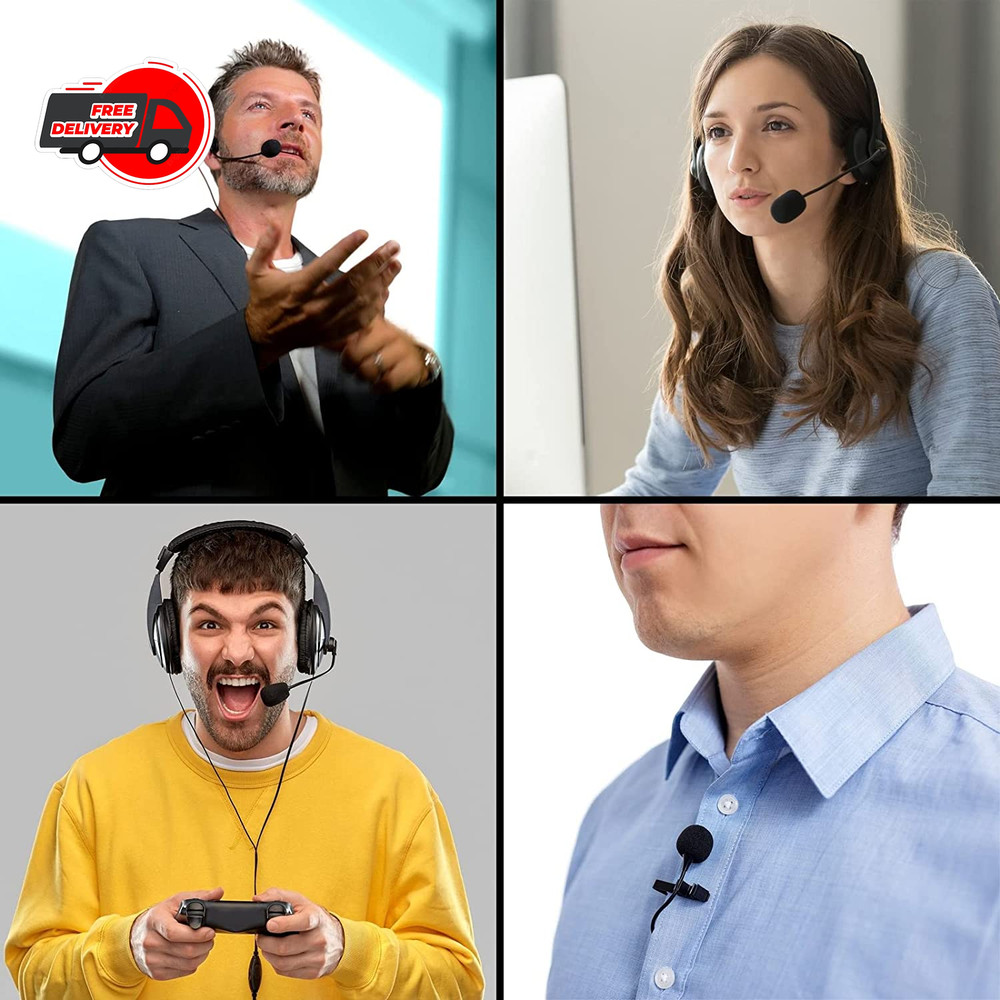 24 Pack Mini Foam Windscreen for Headset Microphone Black