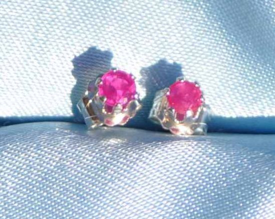PETITE ROUND 3MM RUBY STERLING SILVER STUDS-- .20CTW