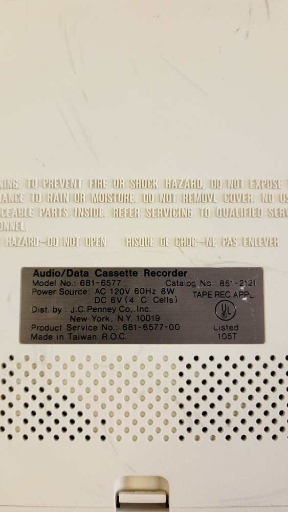 JCPENNY AUDIO/DATA CASSETTE RECORDER UNTESTED