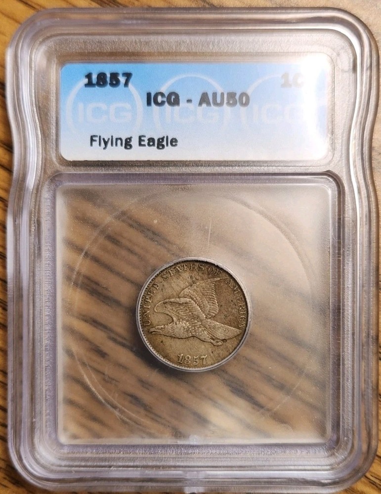 1857 Flying Eagle Cent ICG AU50 #3793