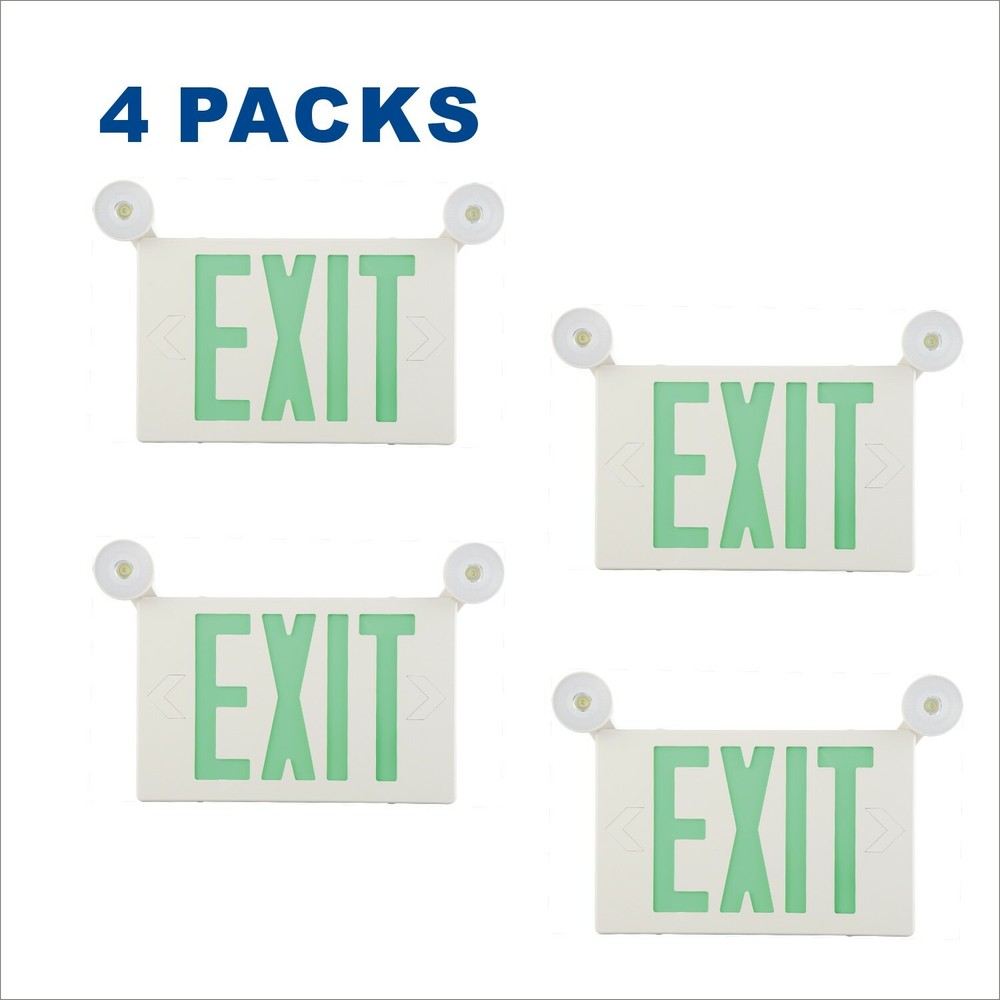 4 Pack Led Green Exit Sign with Emergency Lighting/Exit Light for Home /Busniess