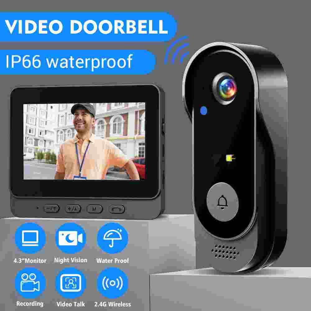 1080P 2.4G Wireless Smart Visual Intercom Video Doorbell Camera with IPS Screen