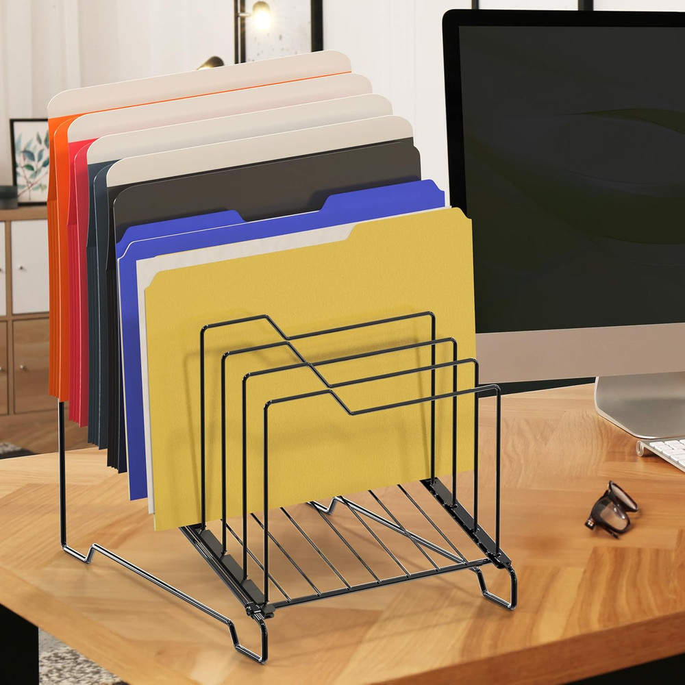 9-Section Desk File Organizer, Wire Step Sorter for Documents, Folders, and Mail