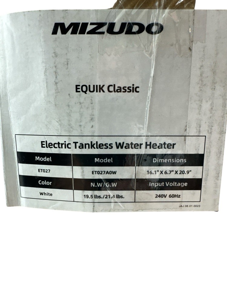 Electric Tankless Water Heater 27 kw 4.4 GPM 240V Indoor MIZUDO ET027A0W (OB)