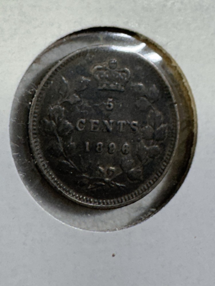 1896 Canada 5 Cents Silver Coin