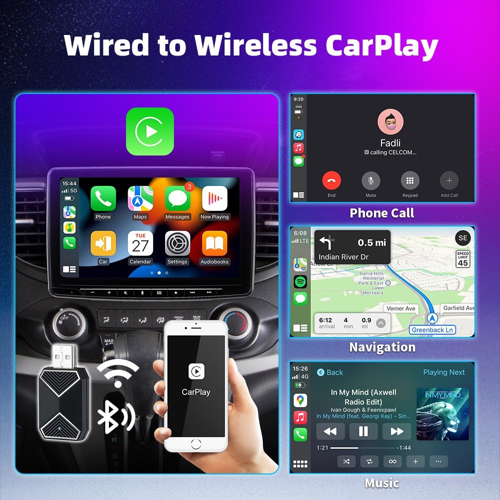 Mini Wireless CarPlay Adapter For Android Auto &Apple USB Car Dongle Connect Box