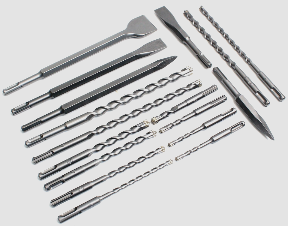 17 PC SDS PLUS ROTARY HAMMER BITS DRILL BIT & CHISEL GROOVE CONCRETE With CASE