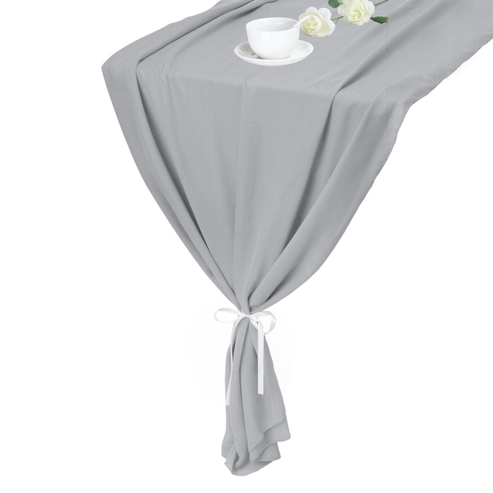 Grey Chiffon Table Runner 27.5" x 118" Romantic Table Runner