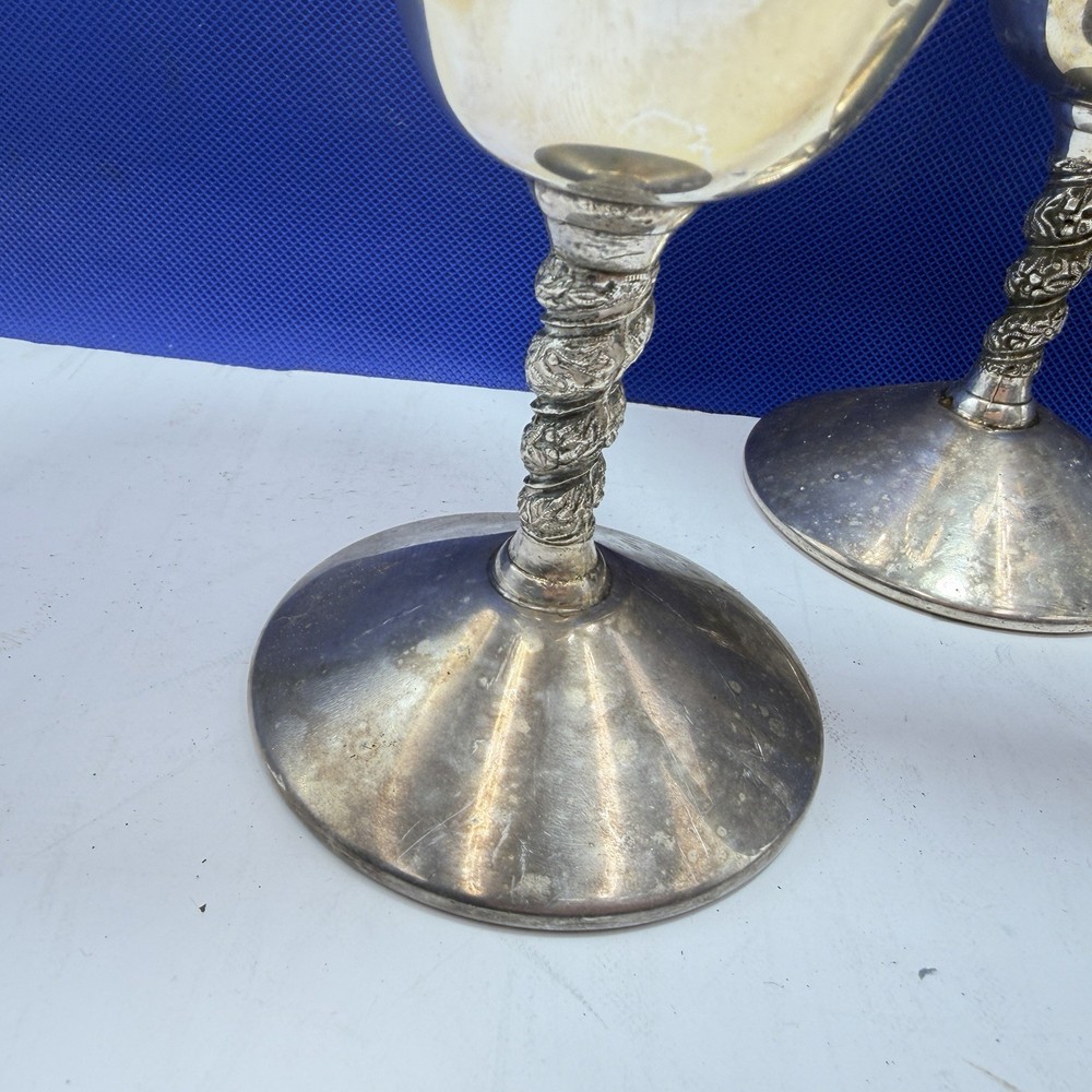 Wine Goblet X 4 Primrose Plate Made In Spain Grapevine Pattern Plate On Copper