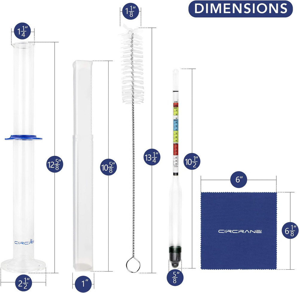 Hydrometer & Glass Test Jar Set, Triple Scale Alcohol Hydrometer with Glass C...