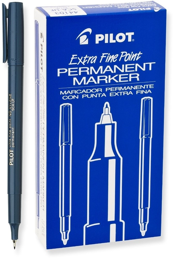 PILOT Extra Fine Point Permanent Markers, Blue Ink, 12-Pack (44103)