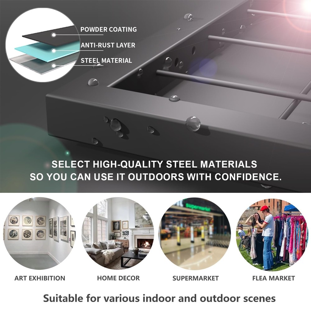 2 PCS Foldable Grid Wall Panel Heavy Duty Gridwall Display Rack Detachable