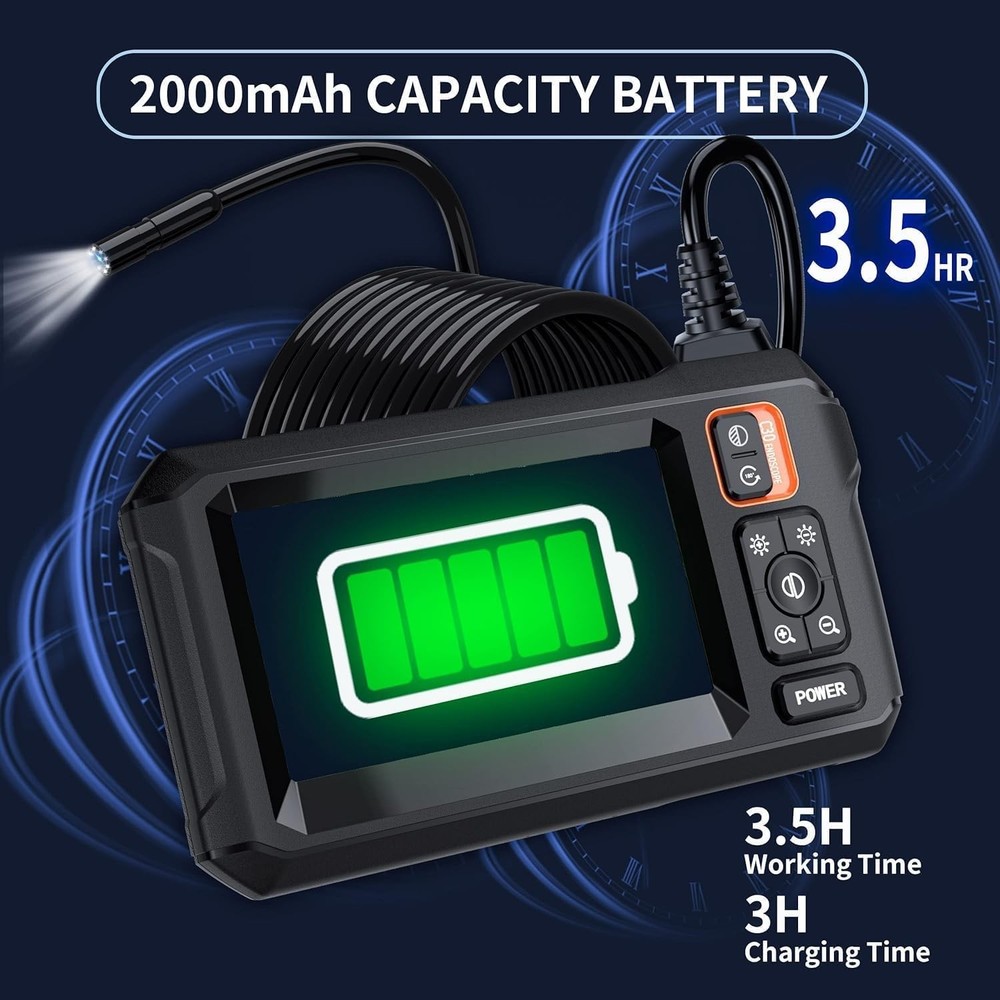 Endoscope Camera with Light, Borescope Camera with 4.3" IPS Screen, 1920P HD wit