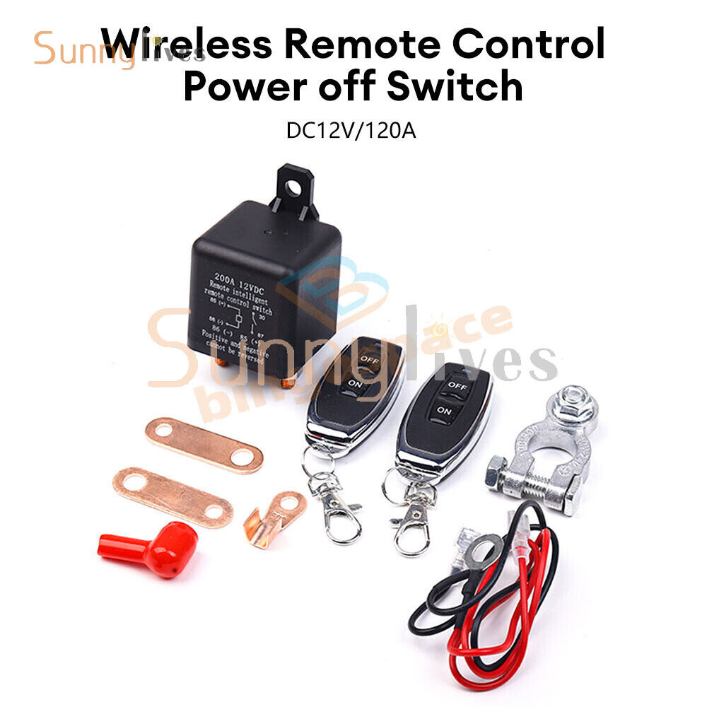 DC12V 200A Universal Car Relay Wireless Remote Control Switch Built-in Battery