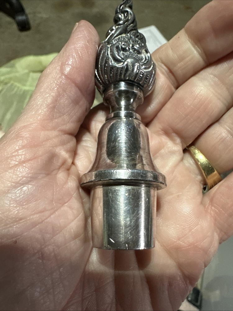 Rare Antique Silverplate Candelabra Flame Finial Topper Solid 4"