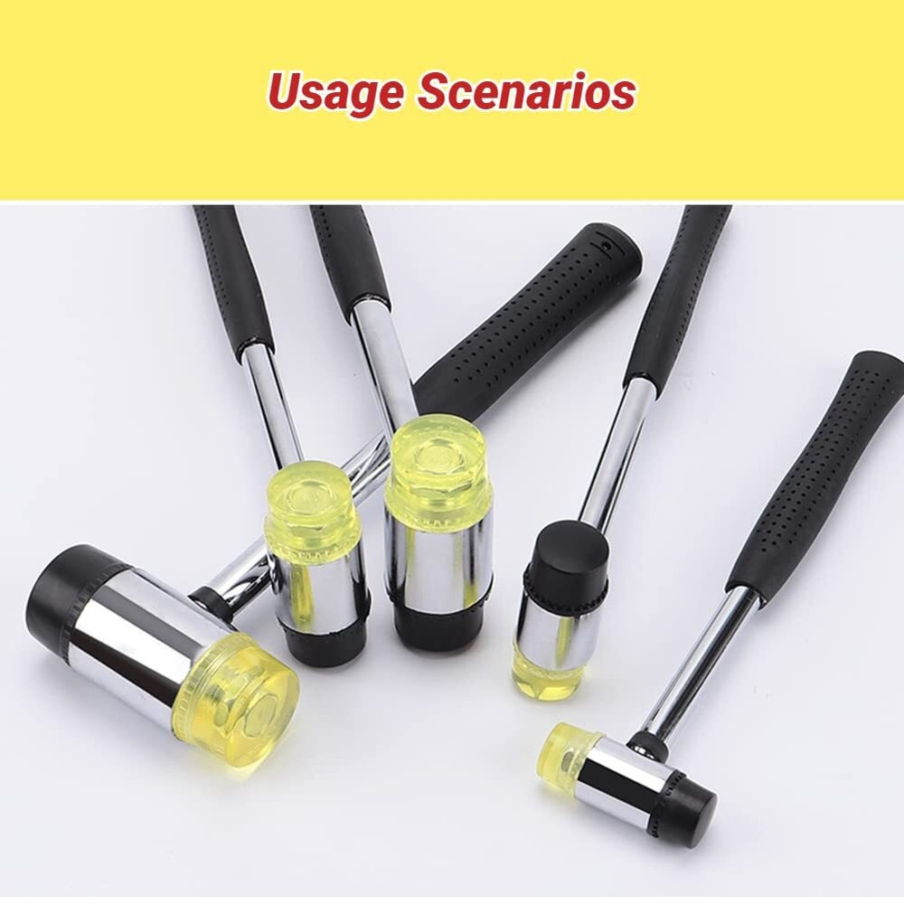 2 Set Rubber Striking Head Hammer Replacement Tips Set Mallet Accessories Yel...