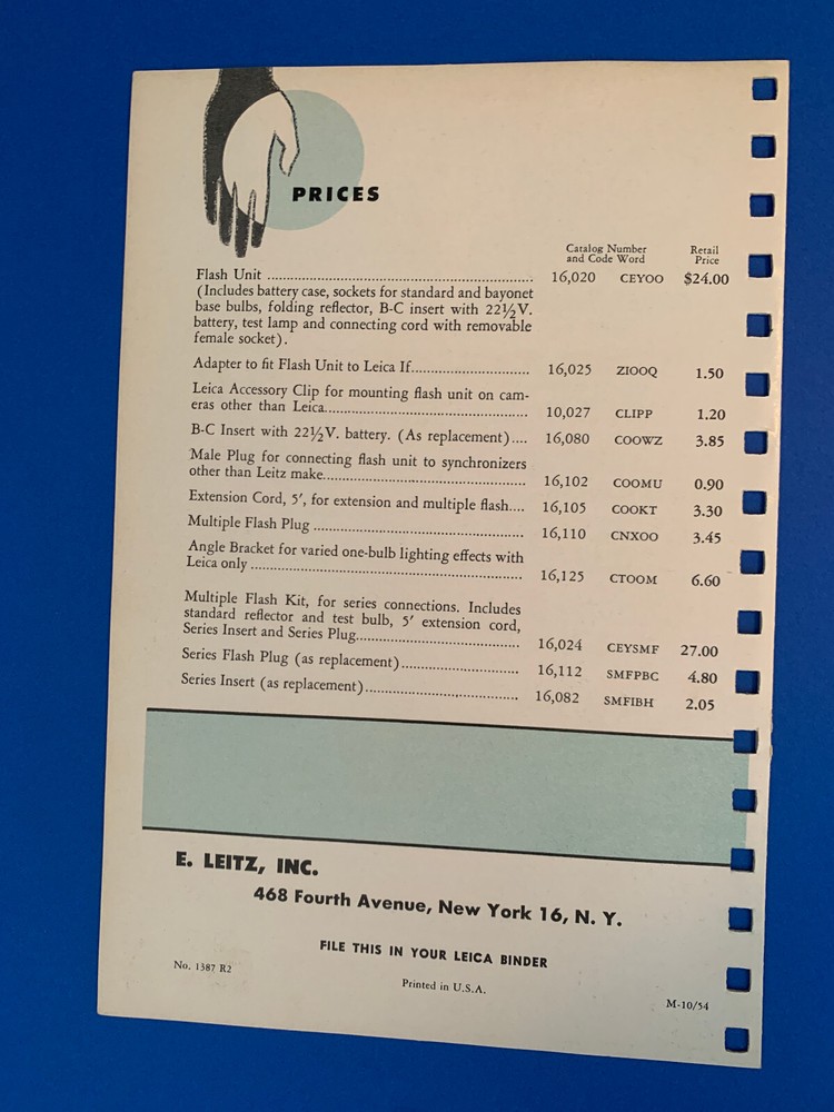 Leica Camera Flash Unit Brochure 1954