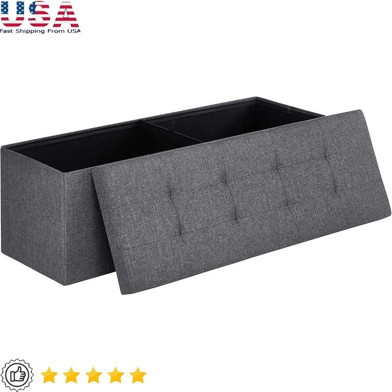 Folding Storage Ottoman Quick Assembly Ample Storage Durable Versatile Use