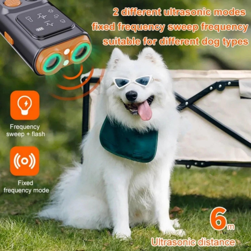 Dog Training Ultrasonic Device with Bark Control and LED Flashlight Deterrent