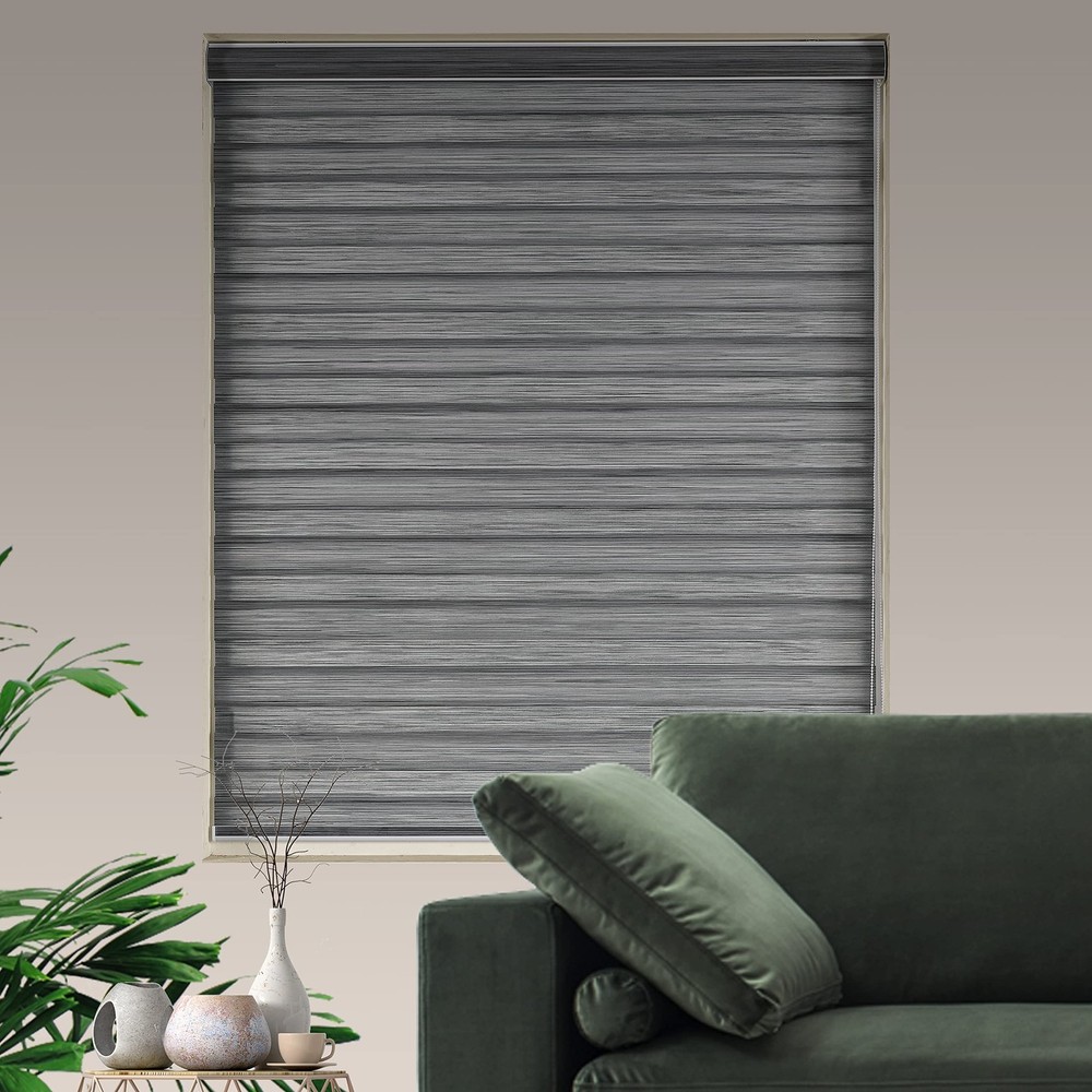 Window Blind Dual Layer Polyester Zebra Roller Light Filtering Sheer Shades W...