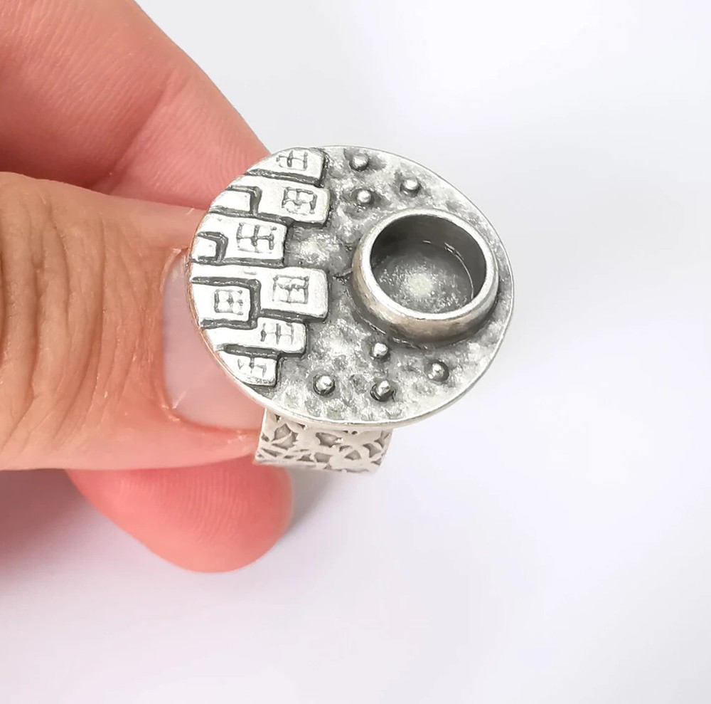 City Ring Blank Setting Cabochon Mounting Adjustable Resin Ring Base Bezels