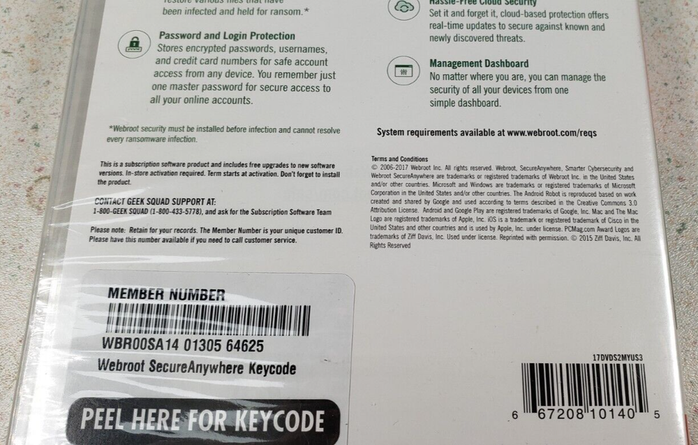 Webroot Secure Anywhere Internet Security 3 Devices New Sealed Windows Mac IOS