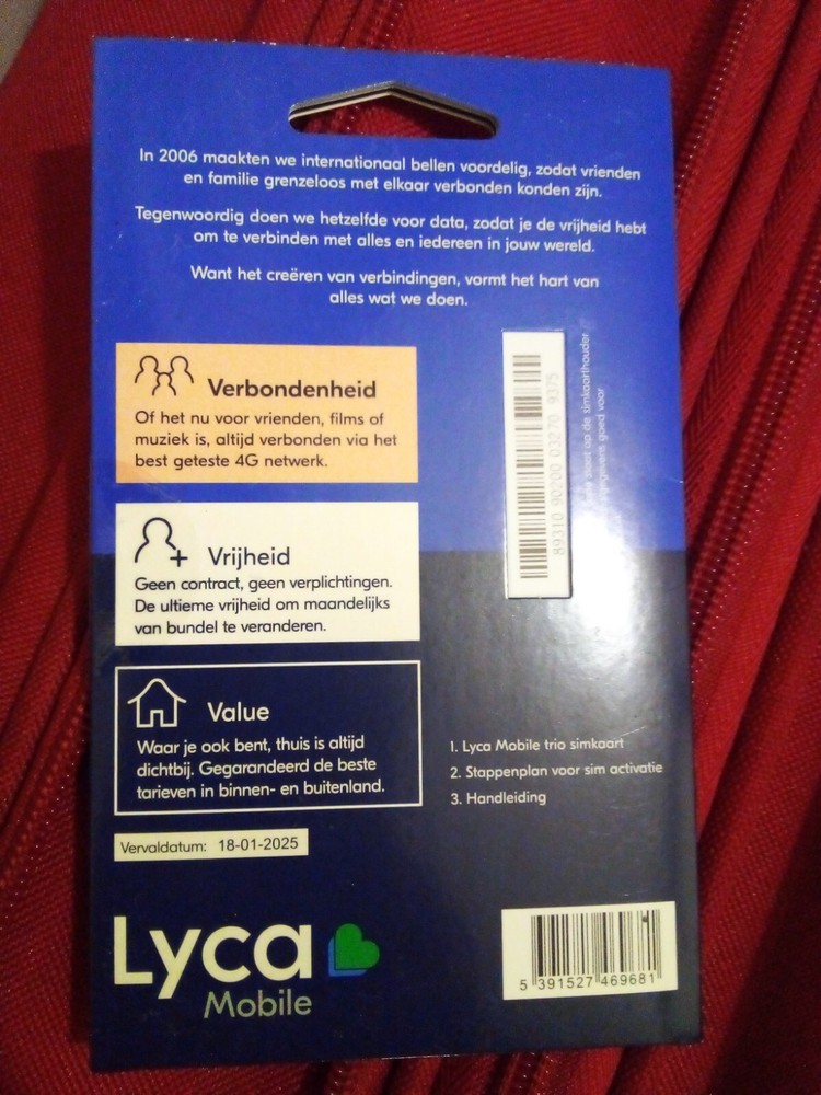 LYCAMOBILE simcard Netherland €0