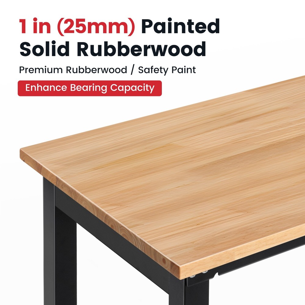 60'' Adjustable Work Bench Heavy Duty Work Table for Workshop Garage 1500 Lbs