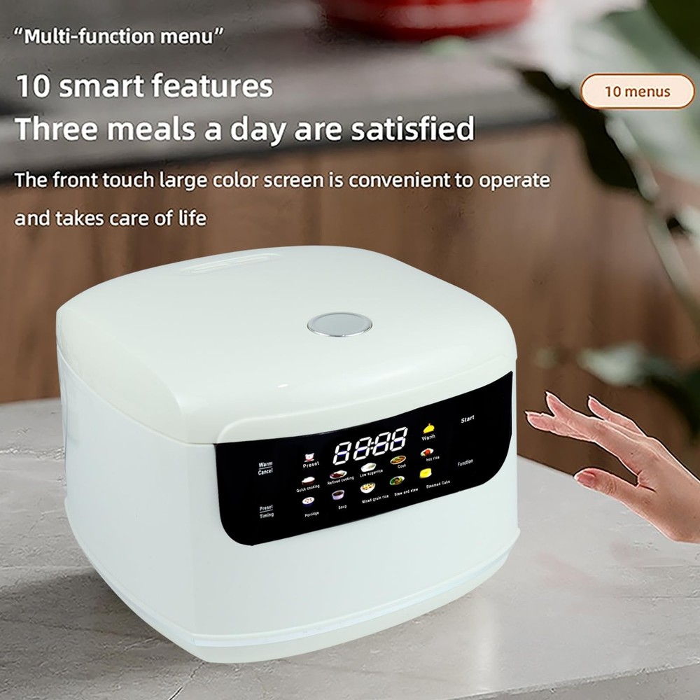 2L Mini Protable Rice Cooker,6 Cups Cooked/3 Uncooked,400W White