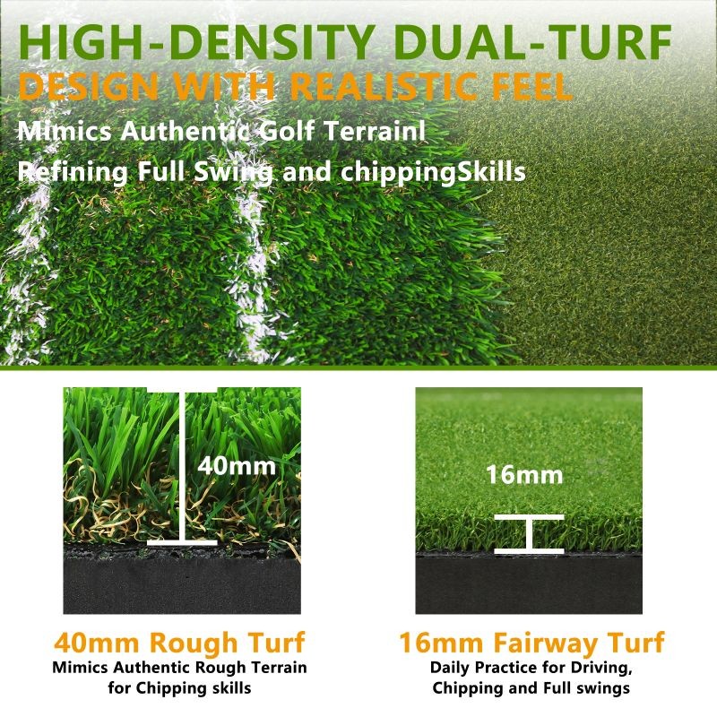 5x4ft Golf Mat -Dual-Turf Golf Hitting Mat with Alignment Lines