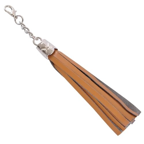 Purse Chain Strap with Tassel - Microfiber Leather - Brown-silver Metal