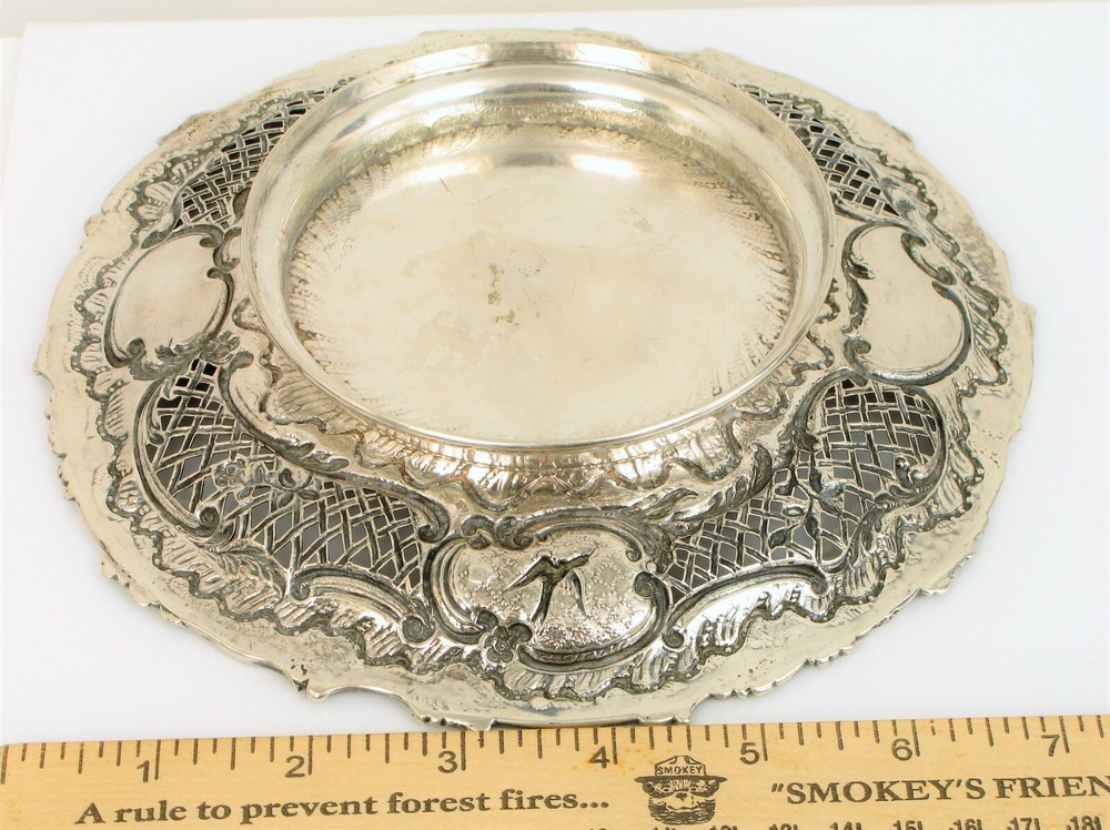 ANTIQUE BEAUTIFUL STERLING SILVER HALLMARKED CUSTOM MADE CHASED SILVER COMPOTE