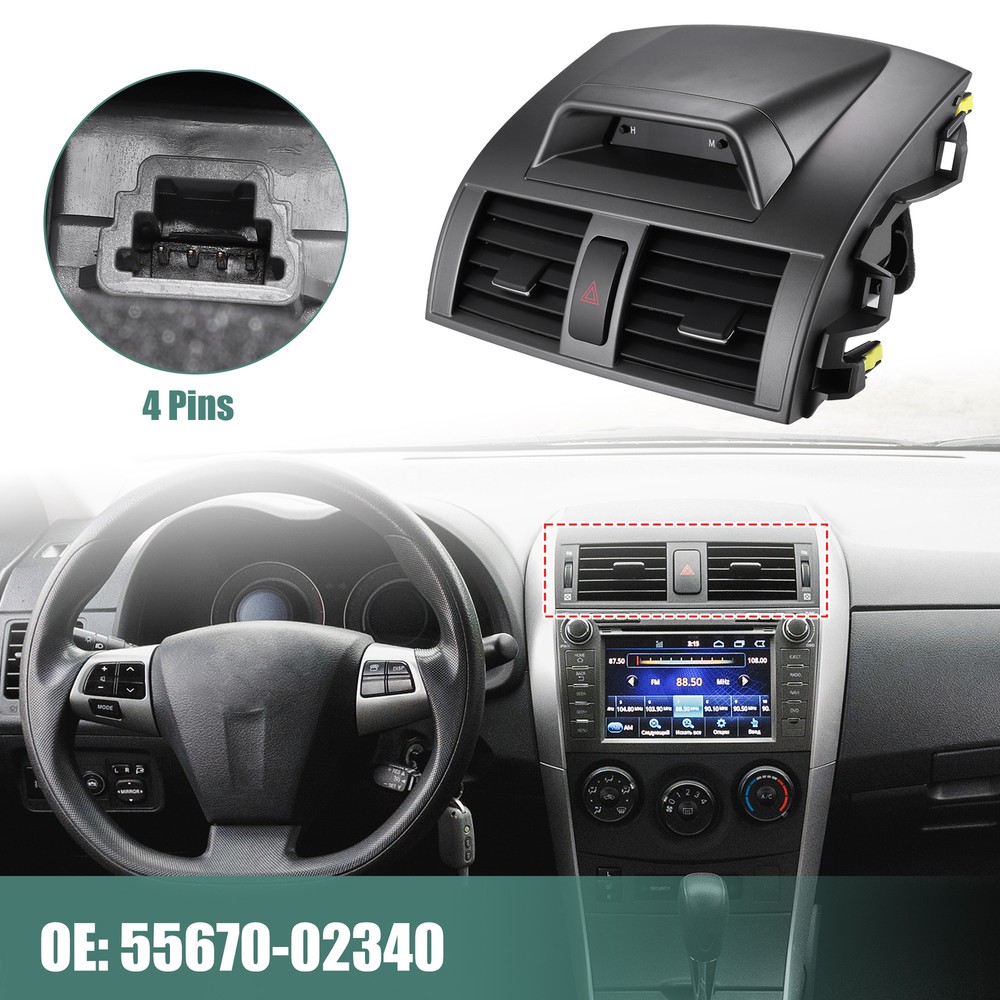Center Dash A/C Air Vent Outlet Panel with Clock for Toyota Corolla 2009-2013