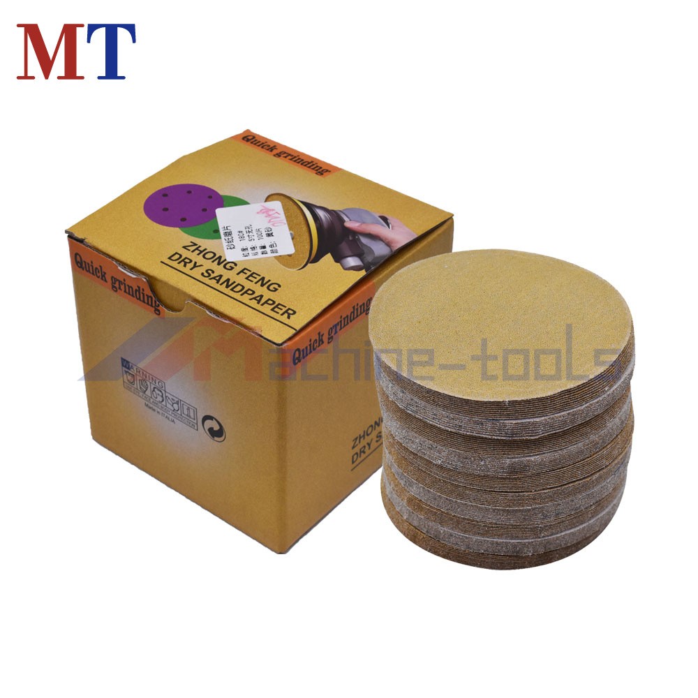 100 Pack 5" 180 Grit Disc Hook Loop Pads Sanding Discs Flocking NO-Hole