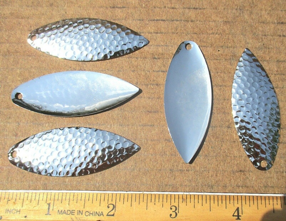 5ct Hammered NICKEL size #5 Willow Leaf Spinnerbait Blades Willow Spinnerbaits