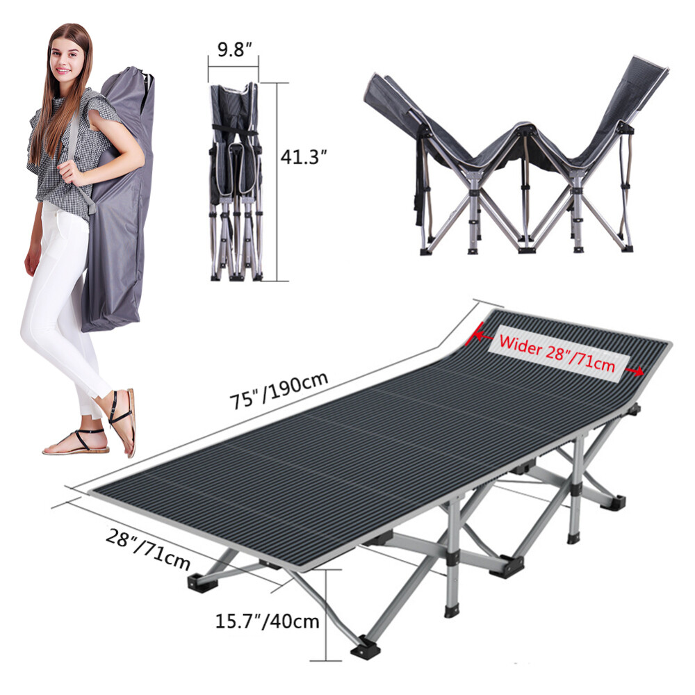 NAIZEA Blue Folding Sleeping Cot With Mattress Updated Folding Cot Portable Bed