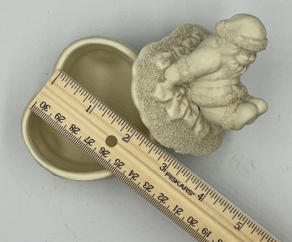 Ceramic Santa Trinket Box with Lid and Base - White