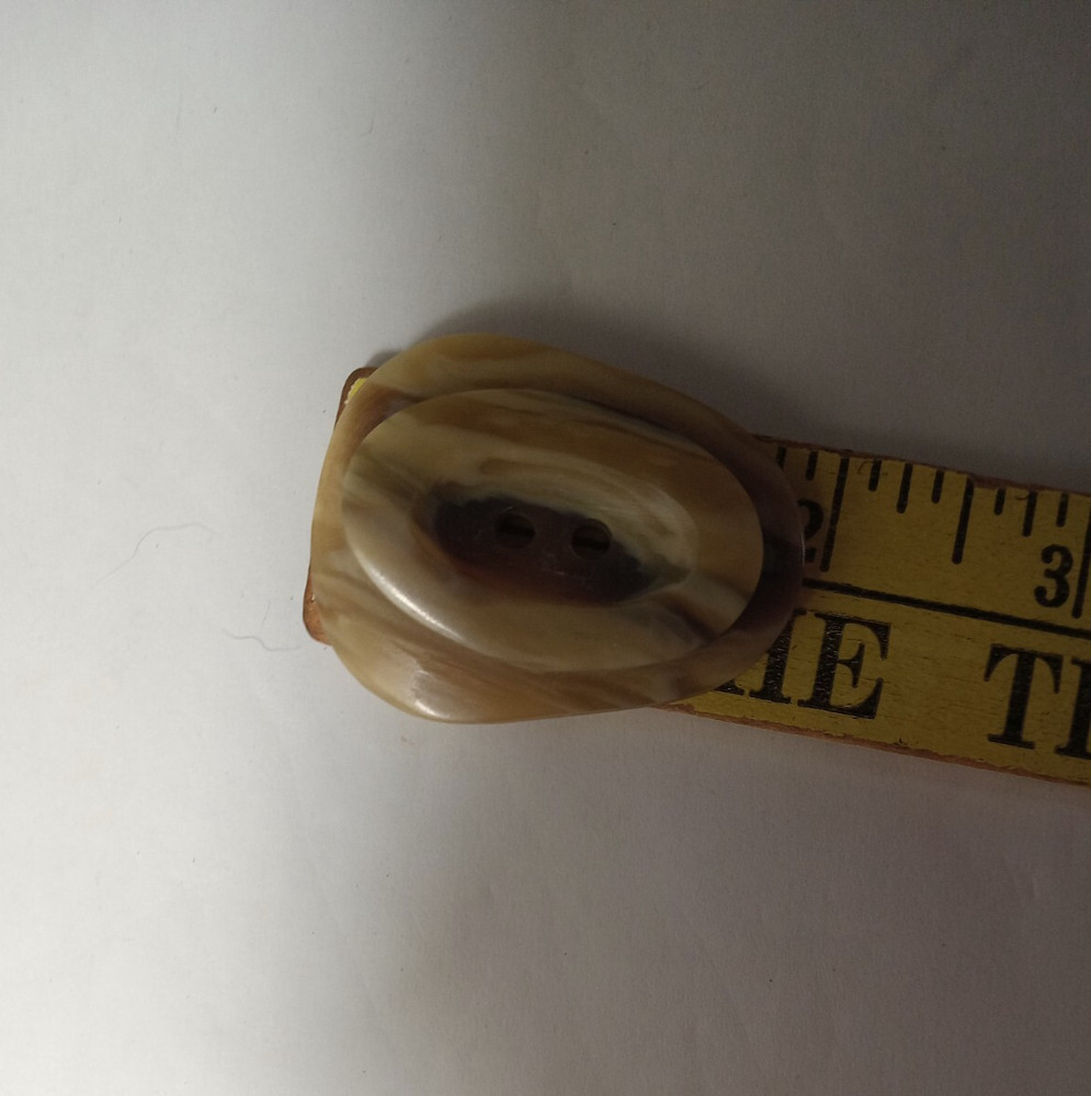 2 Odd Shaped Buttons Brown 1 7/8 inch