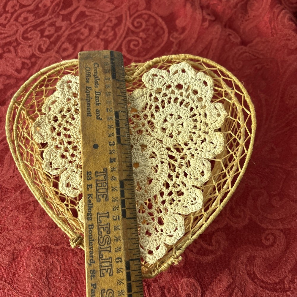 Handmade Woven Natural Abaca Wicker Nesting Heart Shaped Box Basket