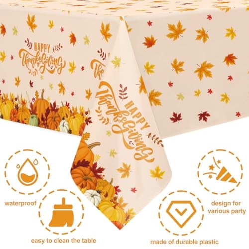 3 Pack Thanksgiving Tablecloth, 108x54inch Fall Thanksgiving Tablecloth