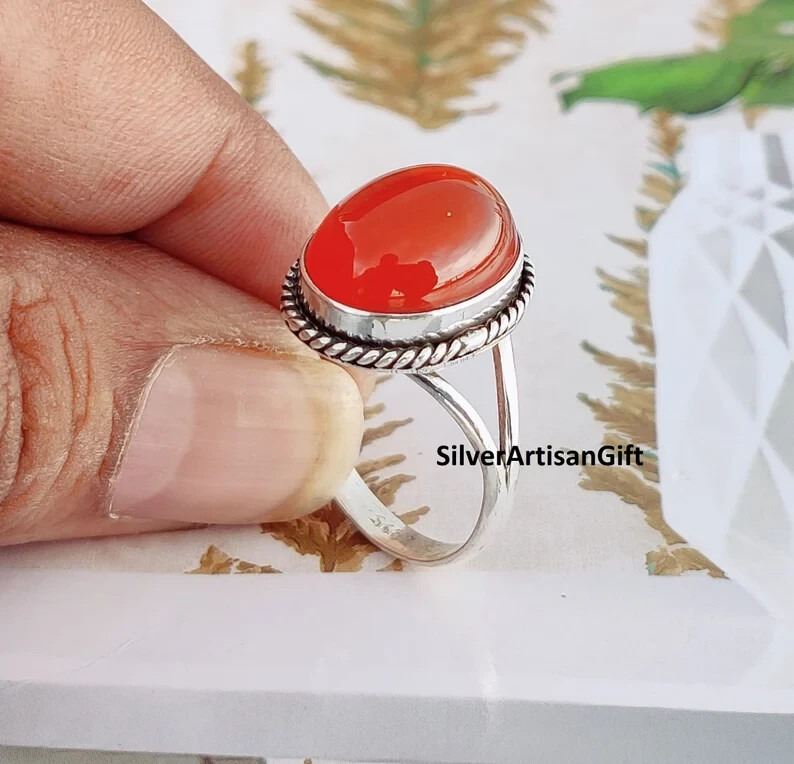 Carnelian Ring , Gemstone Ring ,Solid 925 Sterling Silver Ring ,Wedding All Size