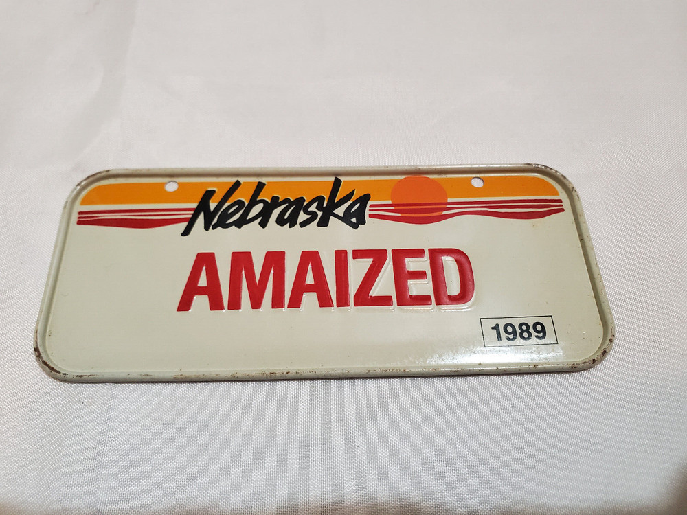 1989 Nebraska Amaized Mini Bicycle Cereal Premium License Plate