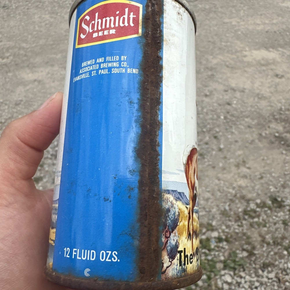 Schmidt beer can, steel pop tab top, 12 oz, antelope image