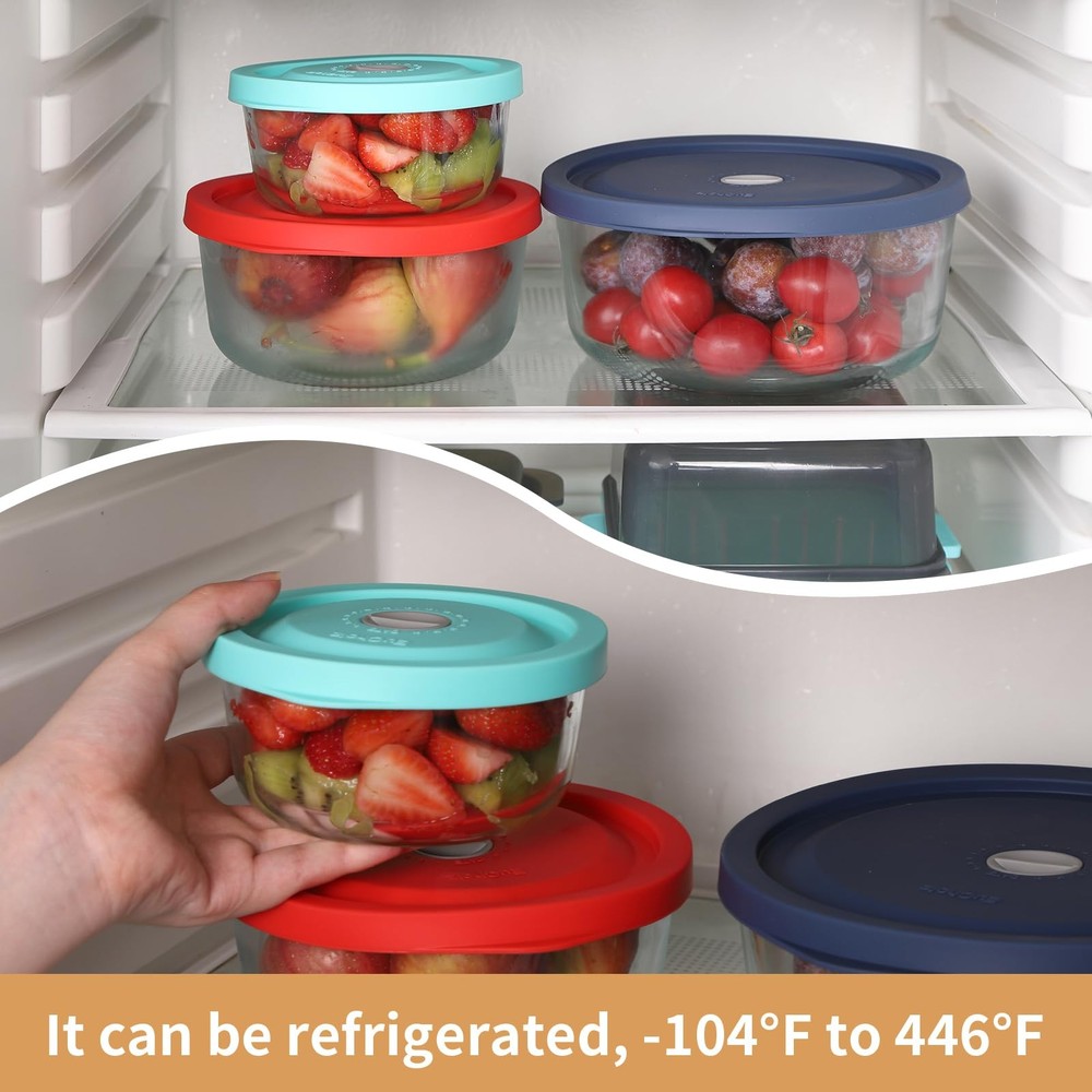 Replacement Lids for Pyrex 7201PC 4 Cup, Silicone Round Storage Cover Lid for...