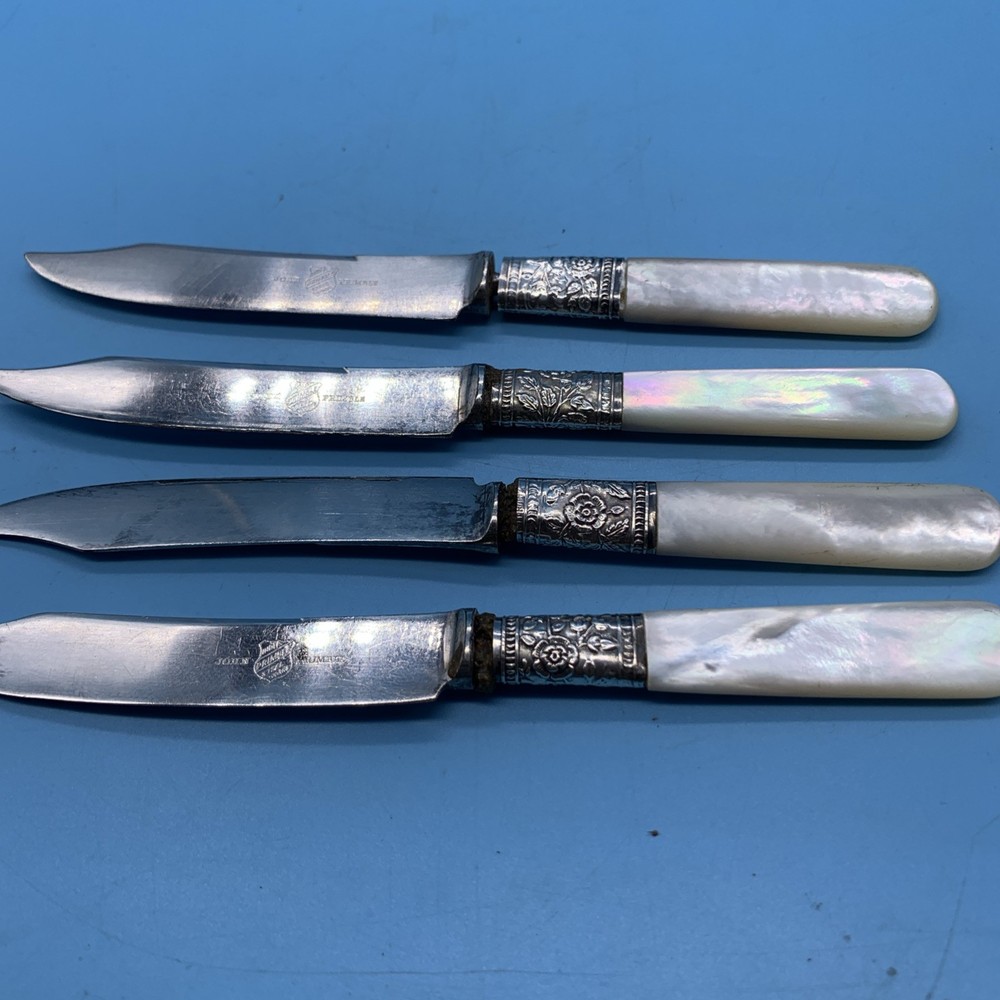 Antique John Primable Sterling Handle MOP Knifes