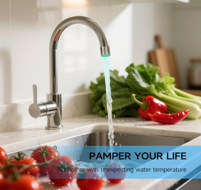 LED multi-colour temperature-controlled colour-changing tap Splash-proof intelli