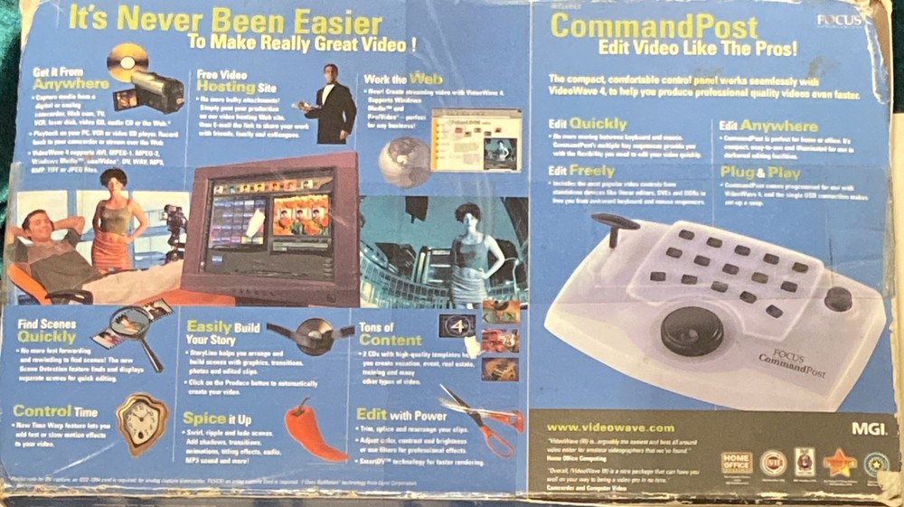 Vintage VIDEOWAVE COMMANDPOST PC & Web Video Editor Version 4.0/NEW/Unused