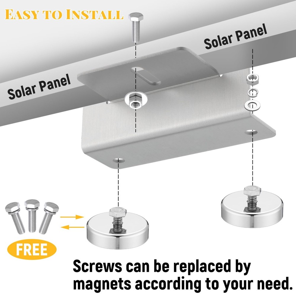 Otoolling 4 Pack 1200 Lbs No Drill Magnetic Solar Panel Mount Bracket Silver