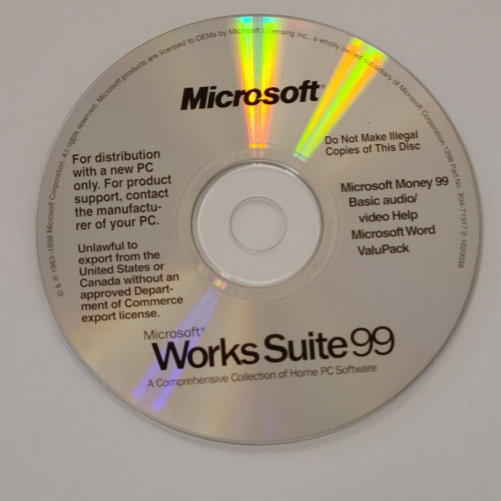 Microsoft Works Suite99 Four CDs and User Guide Excellent Pre-owned Condition
