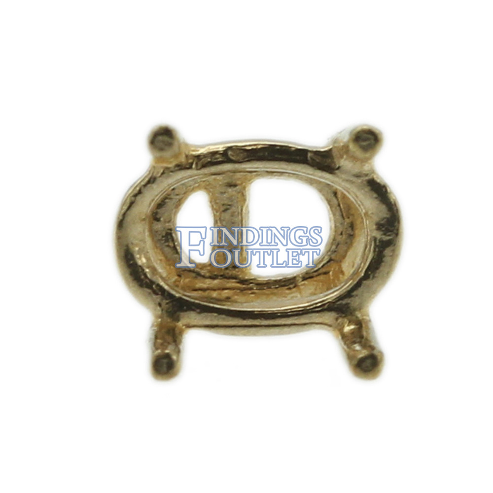 14k Yellow Gold Oval Stud Earring Mounting Setting Push Back Post 4 Prong